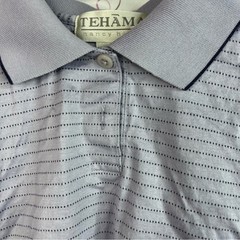 TEHAMA polo sleeveless tank top stripes dotted Lavender Sleeveless Blouse