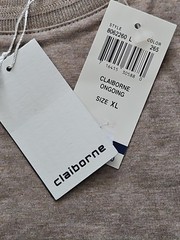 Vtg Claiborne T-Shirt Men’s XLarge Neutral SAND 100% Cotton Pullover Y2K NWT