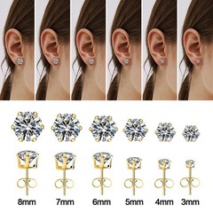 6 Pairs Hypoallergenic Stainless Steel Stud Earrings Cubic Zirconia Earrings …