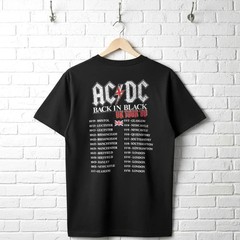 ACDC Back in Black UK Tour 1980 Mens T Shirt Vintage Rock Band Album Music Merch