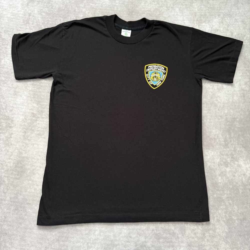 Vintage 90s New York City Probation Dept Shirt Mens M Black Police Graphic NYPD