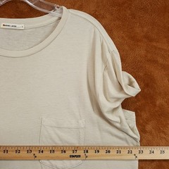 MARINE LAYER Shirt Mens Large Tan Pullover Slub Pocket Tee Hemp Blend