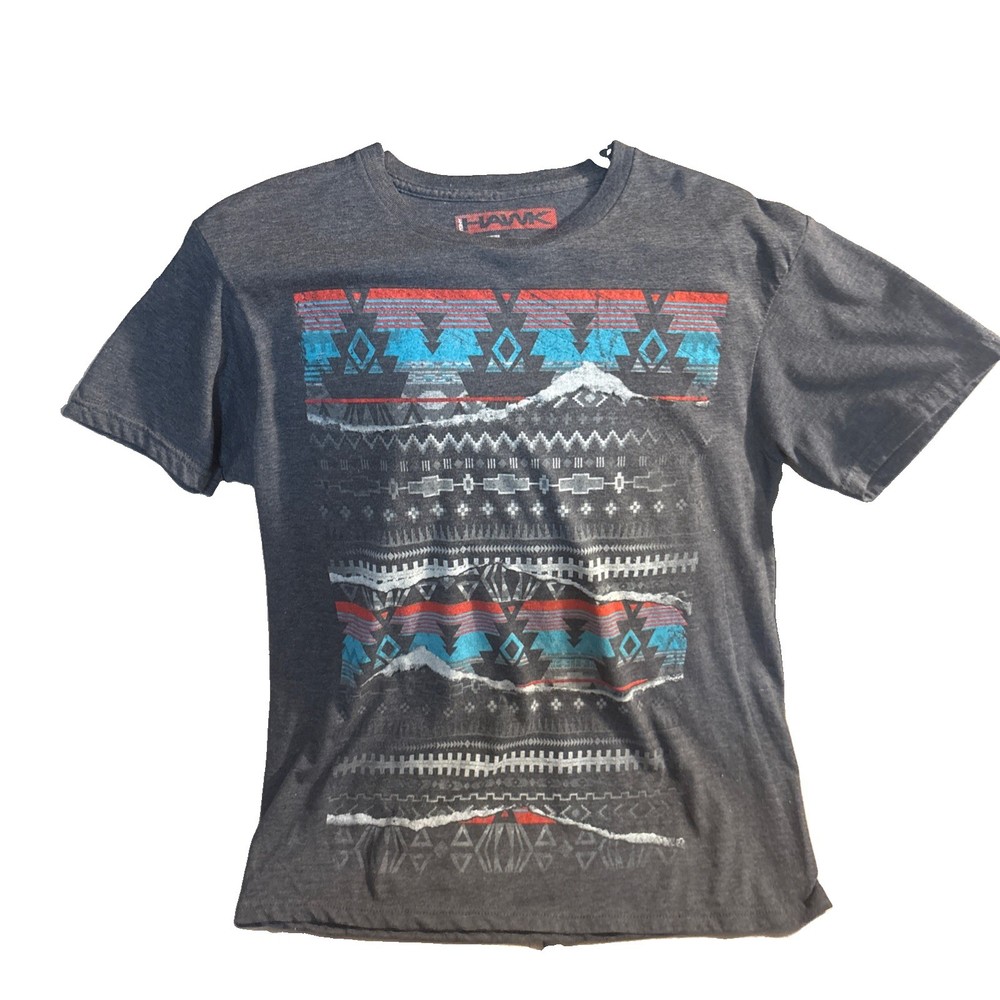 Tony Hawk Men’s Heather Gray Aztec Striped Short Sleeve T Shirt NWT Size M