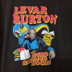 Bayside LeVar Burton T-Shirt Men’s XL Black Graphic Print Book Reading