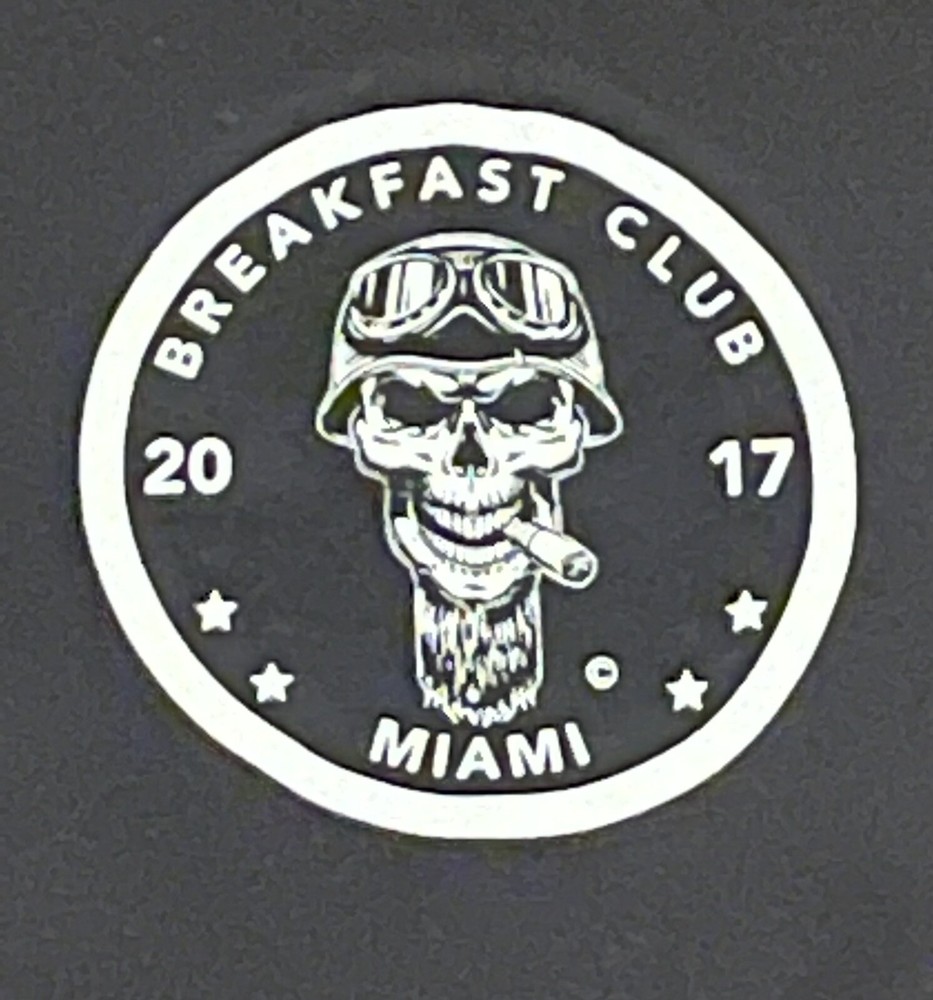 Men’s Breakfast Club Miami 2017 Rebel Motorcycle Skull Adult Large Black T-Shirt