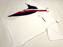 🔥DIADORA DIADRY MEN’S SHORT SLEEVE 1/4 ZIP T-SHIRT WHITE/RED/BLUE SIZE SMALL