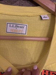 L.L. Bean x Peanuts Shirt Men’s L Yellow Crew Neck Snoopy Wild Side MINT