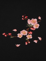 Niepce Men’s Sakura Flowers Embroidery Tee Japanese Streetwear T-Shirt