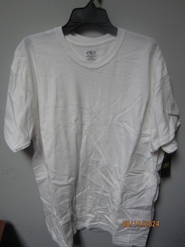 Athletic Works Men’s White Cotton T-Shirt Size XL (46-48) LOT OF 2!