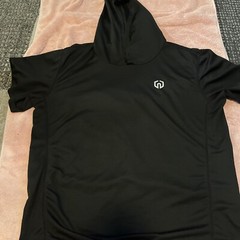 Neleus Black Hooded Short Sleeve Shirts Men’s Size L