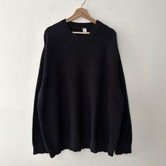 Baggy Oversized Faded Thermal Long Sleeve Shirt Waffle Knit Grunge Black Mens XL
