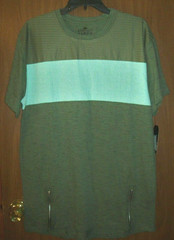New Men’s Straight Faded Zipper Accents T-Shirt, Large, Olive Green