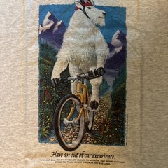 Vintage 90s Single Stitch Enviormental Graphic T Shirt Mountain Goat On A Bike