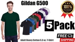 5 PACK Gildan Mens T-Shirt Heavy Cotton Plain Short Sleeve Tee Top Multi Colors