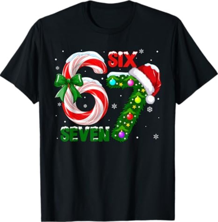 Funny 67 Christmas Shirts 6 7 Meme Pajamas Holiday T-Shirt