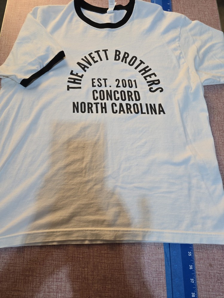 The Avett Brothers Est 2001 Concord NC T Shirt White Black Trim Sz L