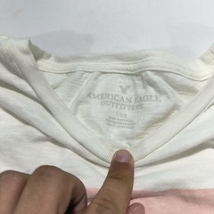 American Eagle Outfitters Men’s Slub Knit Crew Neck Pink & White Striped T-Shirt