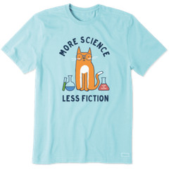 Life Is Good SS Shirt Crusher Tee MORE SCIENCE LESS FICTION CAT Chest43in Mens M