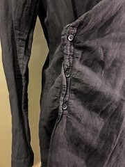 First Aid To The Injured Avantgarde Black Linen Button Up Wrap Shirt Sz 3 Med