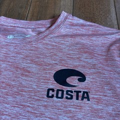 Mens COSTA DEL MAR Performance T Shirt Red Gray 100% Polyester sz M