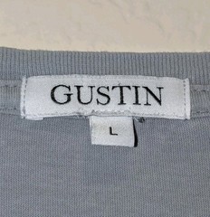 Gustin T-Shirt Mens SS Light Steel Blue Organic Cotton Made In USA Crew Neck L