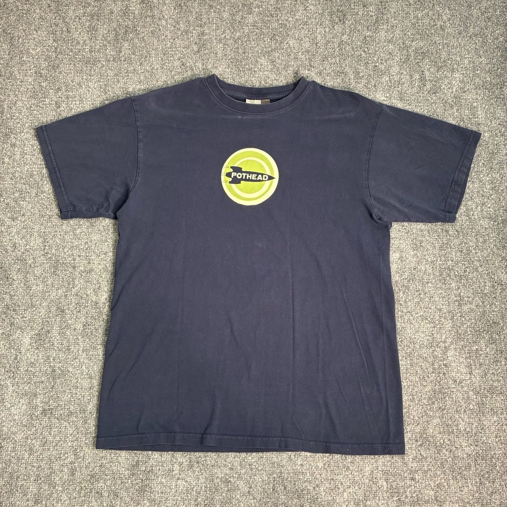 Pothead Rocket Logo Graphic T-Shirt Navy Blue