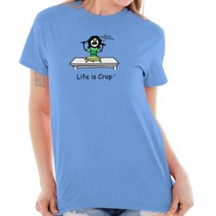 Life is Crap Ate Chocolate Funny Graphic Womens Graphic Crewneck T Shirt Tee