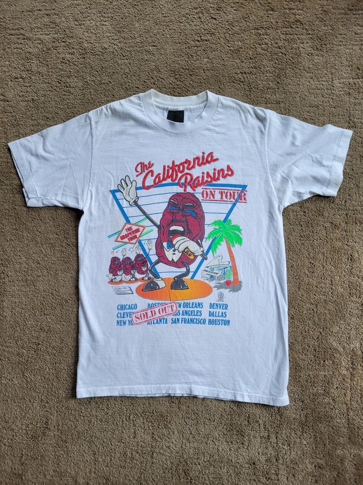 Vintage Cali. Raisin Tee Mint 1987 Touch Of Gold Large White!