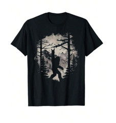 Bigfoot loves a rock roll casual black T-shirt made of 100% cotton US