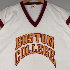NOS 70s Boston College T Shirt XL Ringer Single Stitch USA Football Jersey VTG