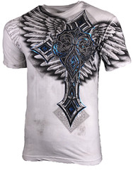 Xtreme Couture by Affliction Men’s T-Shirt LAST BLOW White Biker Wings MMA