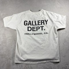 Gallery Dept Shirt Men’s S Beige Hollywood CA Double Sided Logo Streetwear #6A