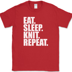 Eat Sleep Knit Repeat Knitting T-Shirt Yarn Hobby Stitch Craft Gift Tee