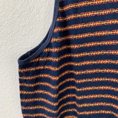 Beautiful Giant Men’s M Medium Striped Tank Top Navy Blue Orange Pocket