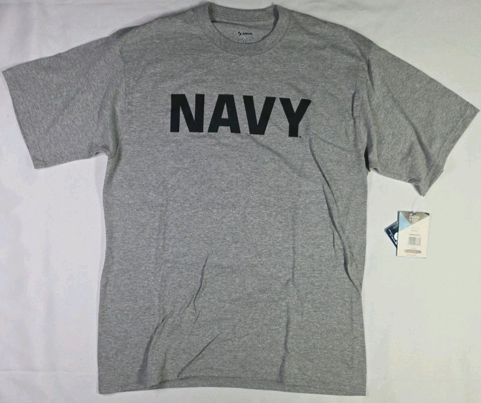 Soffe US Navy T-Shirt Size-Large Grey Crew Neck Basic