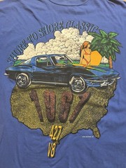 Vintage SUN SPORTSWEAR T-Shirt Blue XL Corvette Girl Beachwear Beach 90s