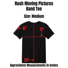 Rush Moving Pictures Band Tee Men Size Medium Black 2010 Rock and Roll Hanes