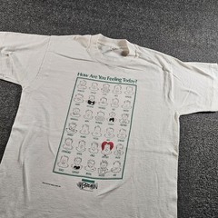Vintage Fruit Of The Loom Shirt Mens Medium White Feeling Today Cartoon Tee 1989