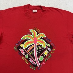 Vintage 80s Shirt Mens XL Beach Palm Tree Short Sleeve Single Stitch 1989