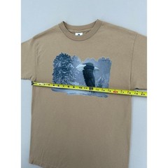 Alstyle Apparel Bald Eagle Winter Scene Graphic Tee Tan Mens Medium Bruce Miller