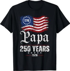 Men Papa American Flag 250 Years 4th of July Grandpa Dad T-Shirt