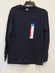 Gildan Navy Long Sleeve Heavy Cotton Crew Neck Shirt Classic Fit G5400 Sz S NWT