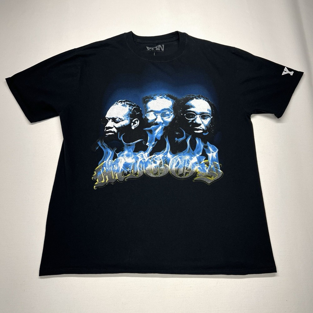 Migos Tee Shirt Mens Large Black Rap YRN Takeoff Offset Hip Hop Graphic Y2K
