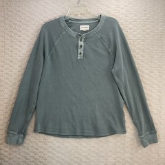 Lucky Brand Henley Men Size L Sage Green Night Long Sleeve Thermal Grudge Shirt