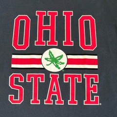 Retro Brand Ohio State Buckeyes Graphic TShirt Gray Large Buckeye Leaf Logo