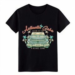 Tropical Cuba Travel Souvenir T-Shirt Palm & Flamingo Print Tee