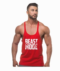 Men Gym BEAST MODE Bodybuilding Stringer Sleeveless Muscle Cotton Tank Top Vest
