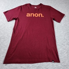 Anon Mens Graphic T-Shirt Medium Red Crew Neck Soft Feel Printed Logo Skate Tee