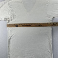 Vintage Hanes Shirt Mens Medium White V-Neck Cotton Undershirt Basic Tee Blank
