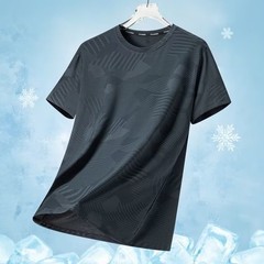 New Men’s Polyester Fiber Plain Crew Neck Ice Silk Short Sleeves T-Shirt M-5XL
